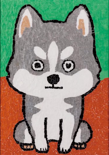 「はり絵「ハスキー犬 小太郎」」宮内　祐治