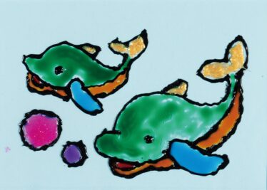 「ガラスえのぐでかいたイルカ」　小林 充